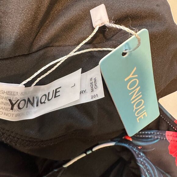 NWT Floral Black Swimsuit Dress one piece skirt size large New - Picture 6 of 6